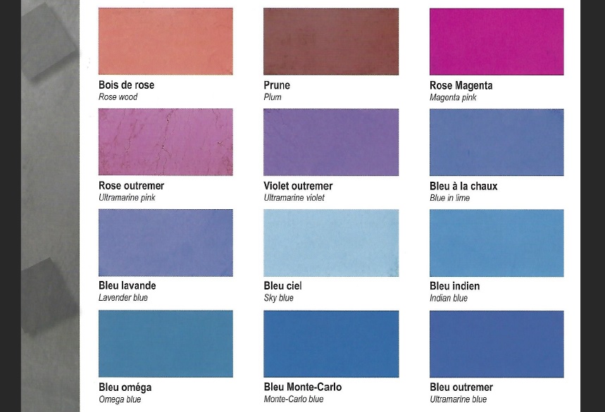 pigments naturels oxydes ocres de france rose violet bleu outremer bleu picard bleu charrette charette